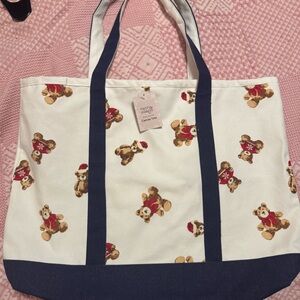 Charming Teddy Bear Canvas Tote Bag- nwt